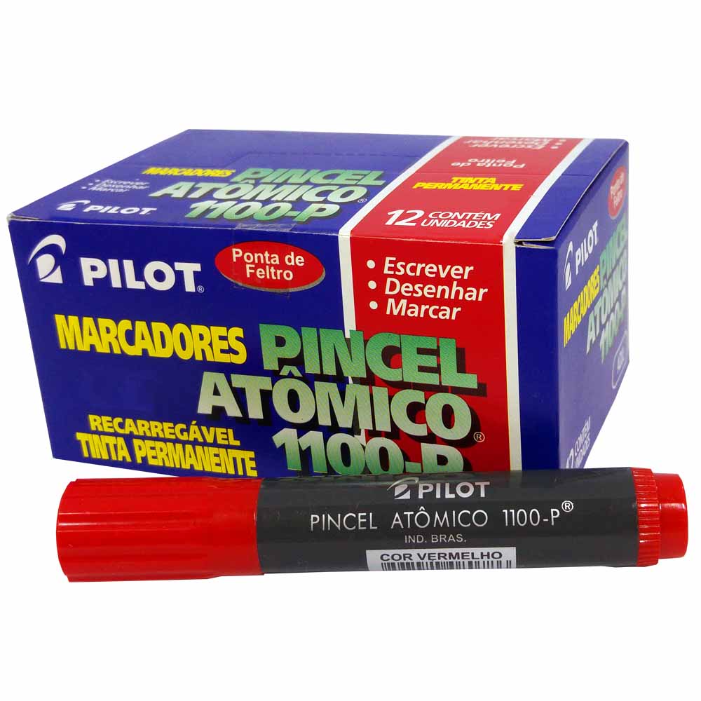 PincelAtomicoPilot1100PVermelho12Unidades