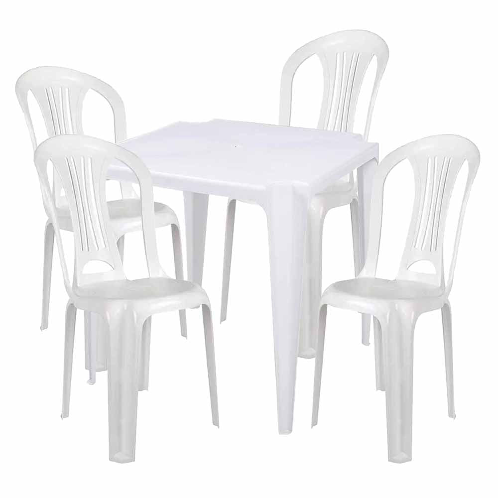 Jogo de mesa com 4 cadeiras plásticas - Bebi FESTAS