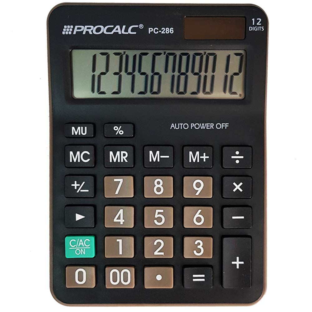 CalculadoradeMesaProcalcPC286Preta12Digitos