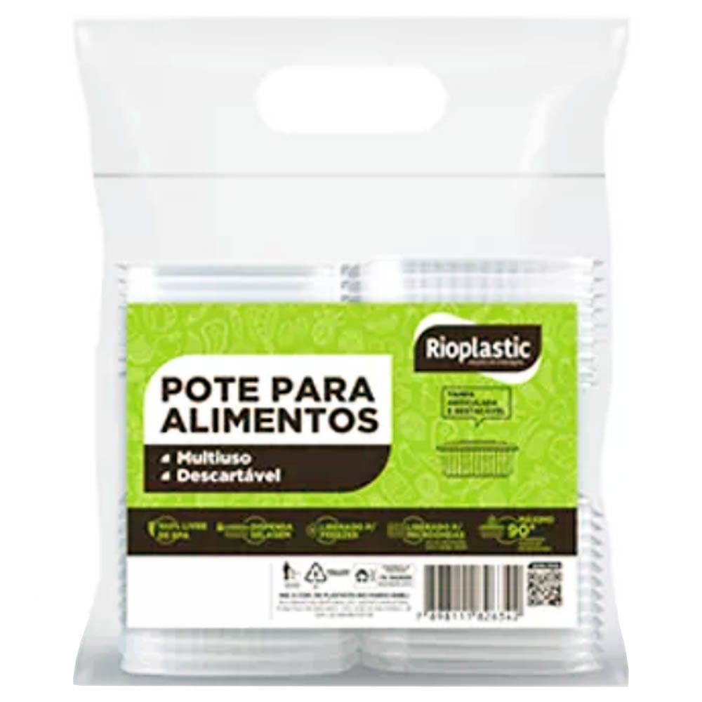 PoteRetangularcomTampa500mlRioplastic24Unidades