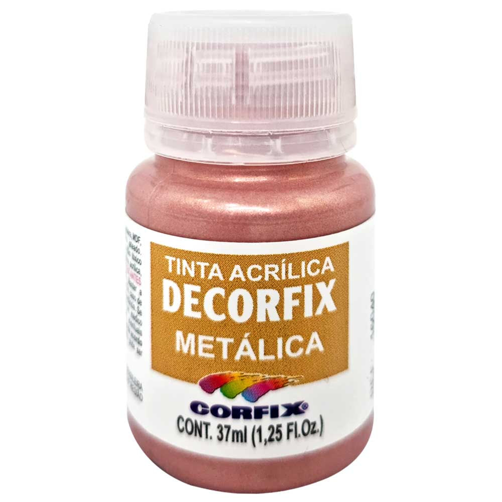 TintaAcrilicaDecorfixMetalica37ml408OuroRoseCorfix