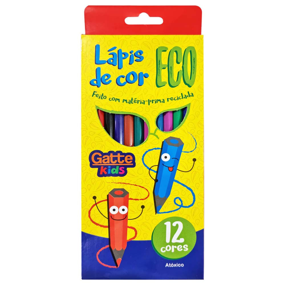 Lápis de Cor 12 Cores Eco Gatte Kids